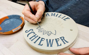 1 Türschild, Namensschild aus Keramik, 14 cm
