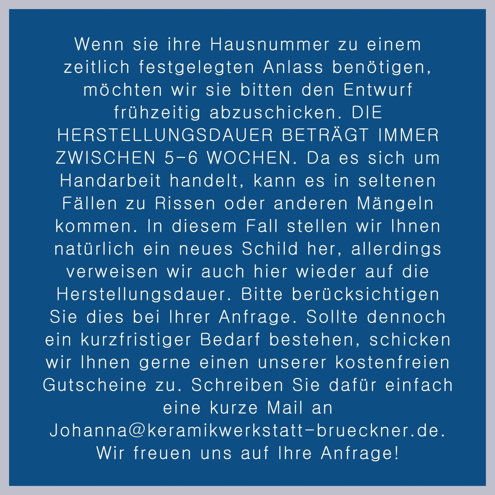 Hausnummer Tafel/Schild