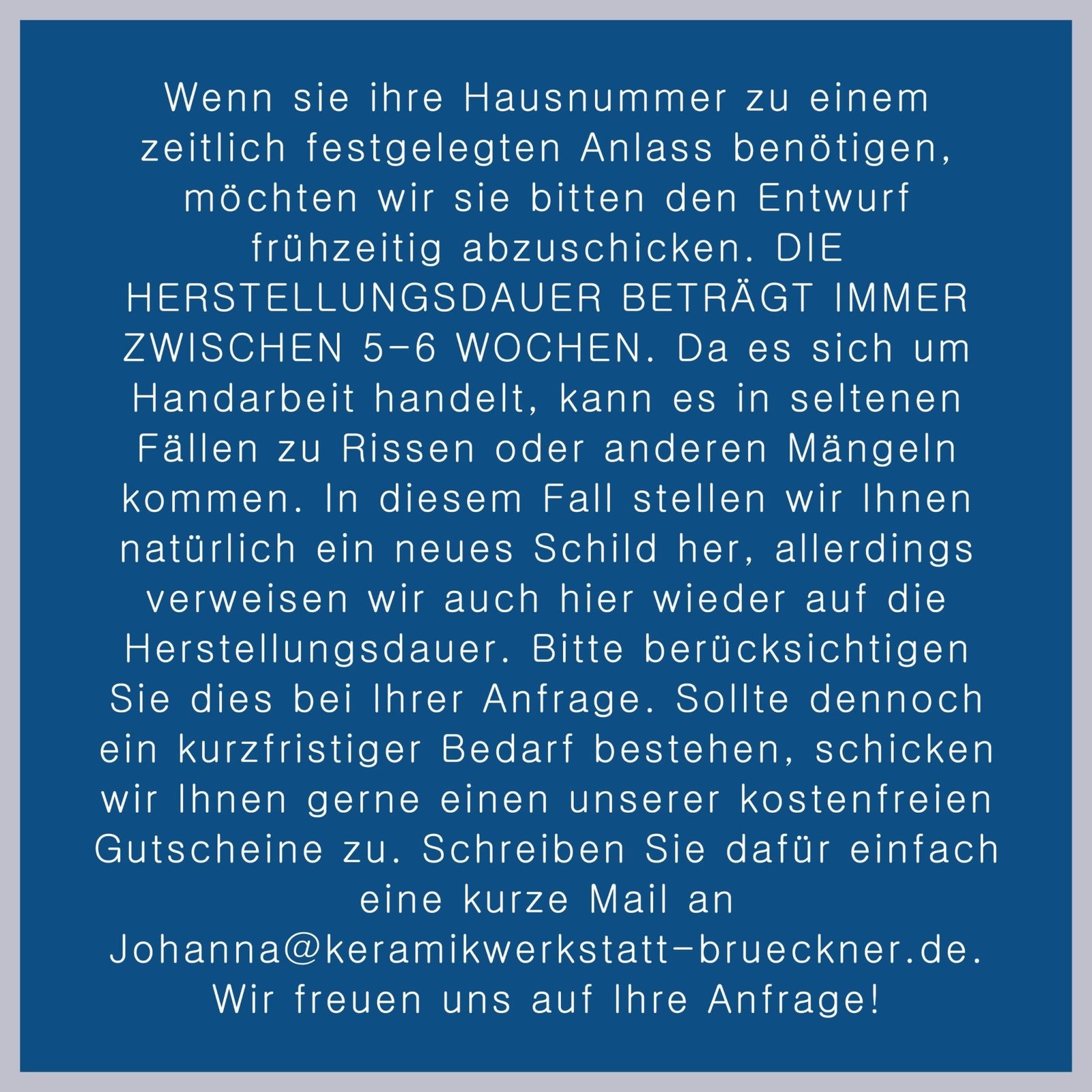 Hausnummer Tafel/Schild