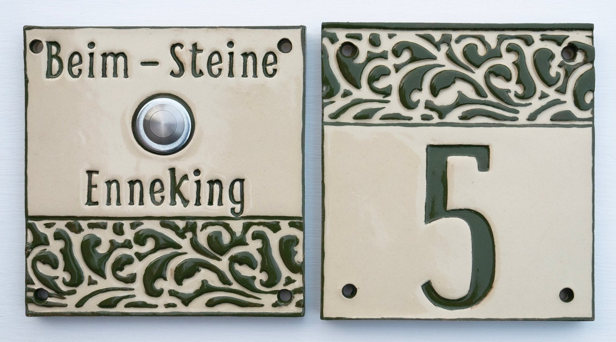 1 F Türschild, Namensschild aus Keramik, ca 14x18 cm