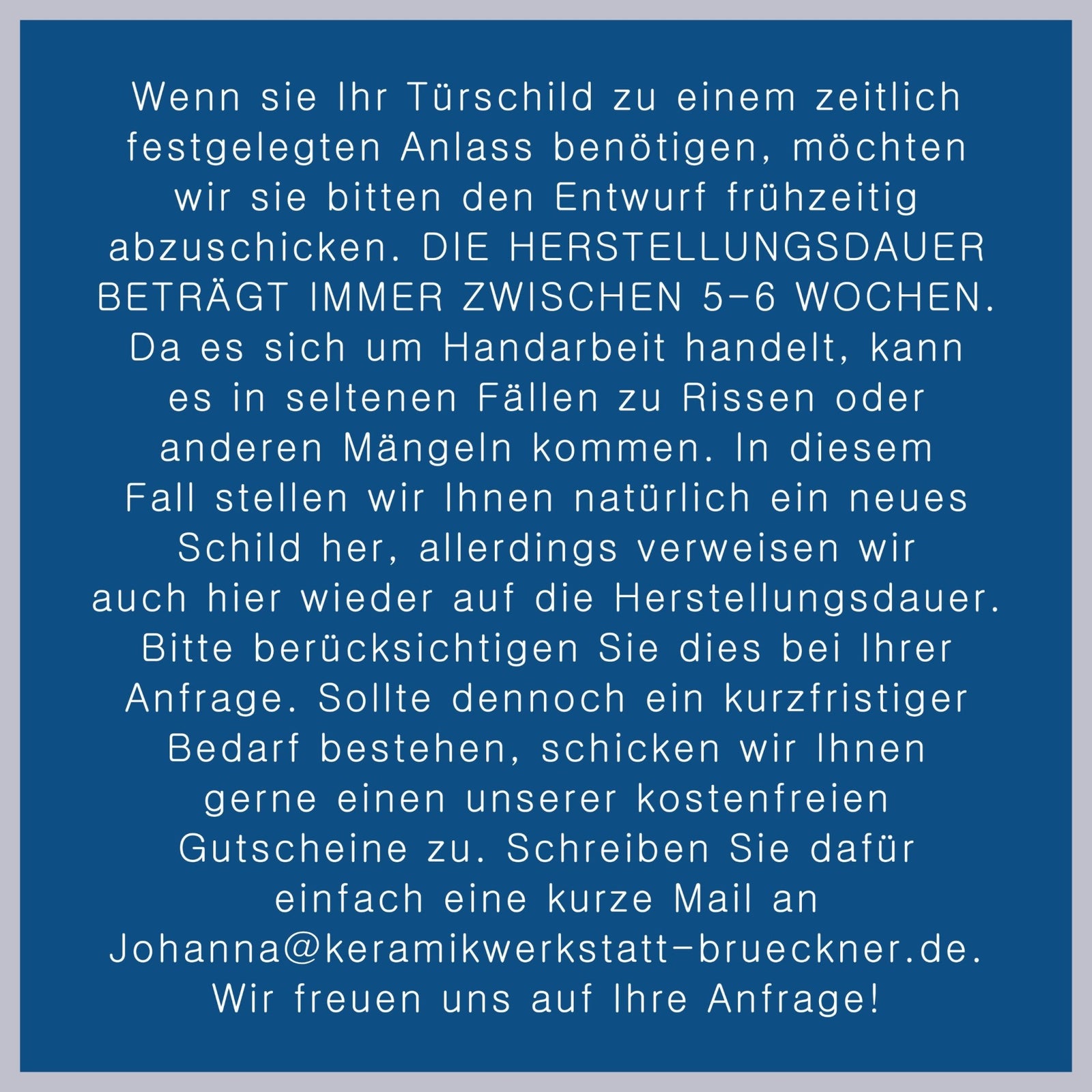 0 F Türschild, Namensschild aus Keramik, ca 14x18 cm