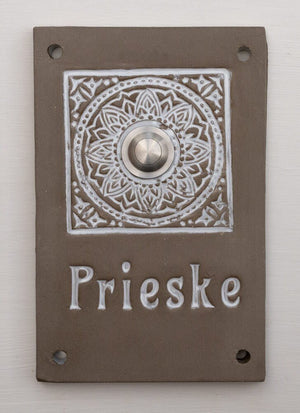 0 F Türschild, Namensschild aus Keramik, ca 14x18 cm